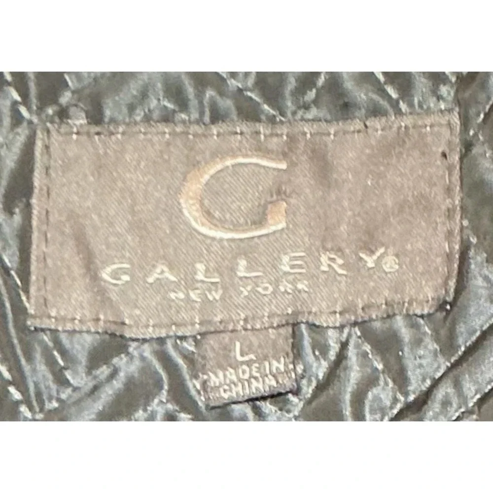 Gallery New York Qulited Jacket Large Womens Blue Full Zip